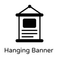 Icon of hanging banner in solid design vector