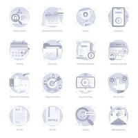 Flat Icons of Data Storage and Ui vector