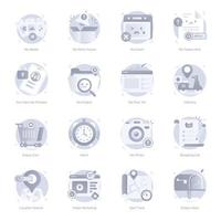 Set of Media Content Flat Rounded Icons vector