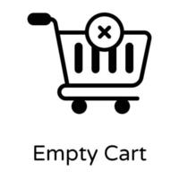 An empty cart glyph icon, design vector