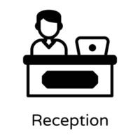 Man on a reception, shopping counter solid icon vector