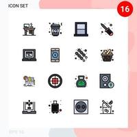 16 iconos creativos, signos y símbolos modernos de dispositivos de reparación de tornillos para portátiles, destornilladores, elementos de diseño de vectores creativos editables para el hogar