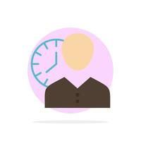 Clock Hours Man Personal Schedule Time Timing User Abstract Circle Background Flat color Icon vector