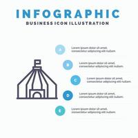 Tent Tent Circus Blue Infographics Template 5 Steps Vector Line Icon template