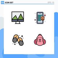 Set of 4 Modern UI Icons Symbols Signs for analytics slippers bag online store egg Editable Vector Design Elements