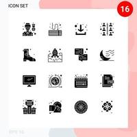 Solid Glyph Pack of 16 Universal Symbols of ireland shose download work relationship Editable Vector Design Elements