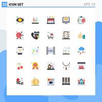 25 Universal Flat Colors Set for Web and Mobile Applications analytics goals economy online order booked Editable Vector Design Elements