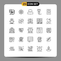 Line Pack of 25 Universal Symbols of book price internet payment cashless Editable Vector Design Elements