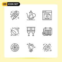 9 Creative Icons for Modern website design and responsive mobile apps 9 Outline Symbols Signs on White Background 9 Icon Pack vector