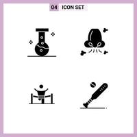 Modern Set of 4 Solid Glyphs and symbols such as chemical business air nose leader Editable Vector Design Elements