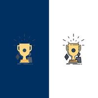 premios juego deporte trofeos ganador color plano icono vector