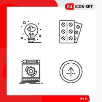 Creative Set of 4 Universal Outline Icons isolated on White Background. vector