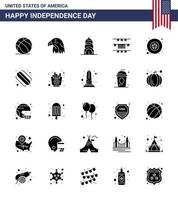 25 Creative USA Icons Modern Independence Signs and 4th July Symbols of american military chrysler badge party decoration Editable USA Day Vector Design Elements