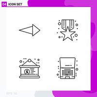 Line Icon set. Pack of 4 Outline Icons isolated on White Background for Web Print and Mobile. vector