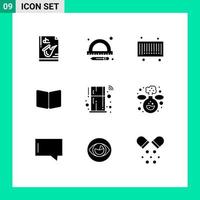 Modern Set of 9 Solid Glyphs Pictograph of home cover bar layout book Editable Vector Design Elements