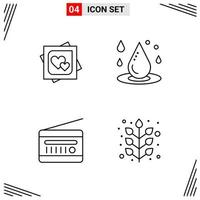 Estilo de línea de 4 iconos. símbolos de esquema creativos basados en cuadrículas para el diseño de sitios web. signos de icono de línea simple aislados en fondo blanco. 4 conjunto de iconos. vector