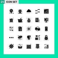 Set of 25 Commercial Solid Glyphs pack for up like pin traffic export Editable Vector Design Elements