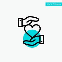 Heart Give Hand Favorite Love turquoise highlight circle point Vector icon