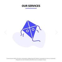 Our Services Kite Festival Flying Solid Glyph Icon Web card Template vector