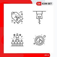 Creative Set of 4 Universal Outline Icons isolated on White Background. vector