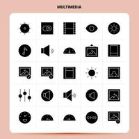 sólido 25 conjunto de iconos multimedia diseño de estilo de glifo vectorial conjunto de iconos negros diseño de ideas de negocios web y móvil ilustración vectorial vector