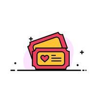 Ticket Love Heart Wedding  Business Flat Line Filled Icon Vector Banner Template