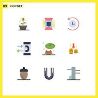 conjunto de 9 iconos de interfaz de usuario modernos símbolos signos para conversación de melón softbox contacto llamada elementos de diseño vectorial editables vector