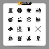 Solid Glyph Pack of 16 Universal Symbols of faq leaf view business secure Editable Vector Design Elements