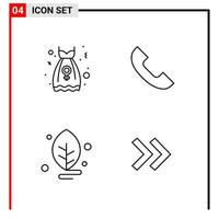 4 General Icons for website design print and mobile apps. 4 Outline Symbols Signs Isolated on White Background. 4 Icon Pack.