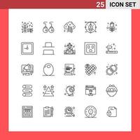 Group of 25 Lines Signs and Symbols for pencil drawing fashion design data Editable Vector Design Elements