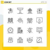 Collection of 16 Universal Line Icons. Icon Set for Web and Mobile. vector