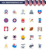Set of 25 USA Day Icons American Symbols Independence Day Signs for american landmark hockey city america Editable USA Day Vector Design Elements
