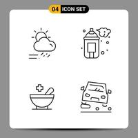 4 Black Icon Pack Outline Symbols Signs for Responsive designs on white background. 4 Icons Set. vector