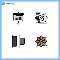 Set of 4 Modern UI Icons Symbols Signs for chart announce information megaphone horizontal Editable Vector Design Elements