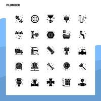 25 Plumber Icon set. Solid Glyph Icon Vector Illustration Template For Web and Mobile. Ideas for business company.