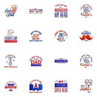 Happy Fathers Day vector hand lettering 16 Blue and red Calligraphy illustration for greeting card festival poster etc Editable Vector Design Elements