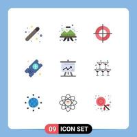 Flat Color Pack of 9 Universal Symbols of display travel graphic tickets mark Editable Vector Design Elements