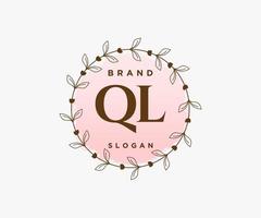 Initial QL feminine logo. Usable for Nature, Salon, Spa, Cosmetic and Beauty Logos. Flat Vector Logo Design Template Element.