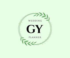 colección de logotipos de monograma de boda con letras iniciales de gy, plantillas florales y minimalistas modernas dibujadas a mano para tarjetas de invitación, guardar la fecha, identidad elegante para restaurante, boutique, café en vector