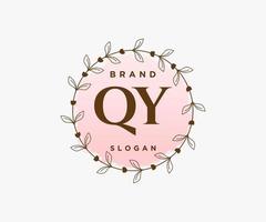 Initial QY feminine logo. Usable for Nature, Salon, Spa, Cosmetic and Beauty Logos. Flat Vector Logo Design Template Element.