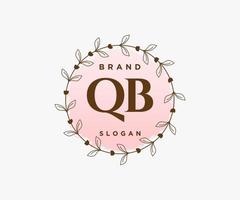 Initial QB feminine logo. Usable for Nature, Salon, Spa, Cosmetic and Beauty Logos. Flat Vector Logo Design Template Element.