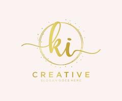 Initial KI feminine logo. Usable for Nature, Salon, Spa, Cosmetic and Beauty Logos. Flat Vector Logo Design Template Element.