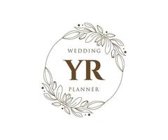 YR Initials letter Wedding monogram logos collection, hand drawn modern minimalistic and floral templates for Invitation cards, Save the Date, elegant identity for restaurant, boutique, cafe in vector