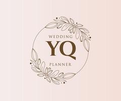 YQ Initials letter Wedding monogram logos collection, hand drawn modern minimalistic and floral templates for Invitation cards, Save the Date, elegant identity for restaurant, boutique, cafe in vector