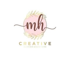 Initial MH feminine logo. Usable for Nature, Salon, Spa, Cosmetic and Beauty Logos. Flat Vector Logo Design Template Element.