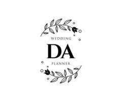 DA Initials letter Wedding monogram logos collection, hand drawn modern minimalistic and floral templates for Invitation cards, Save the Date, elegant identity for restaurant, boutique, cafe in vector