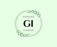 GI Initials letter Wedding monogram logos collection, hand drawn modern minimalistic and floral templates for Invitation cards, Save the Date, elegant identity for restaurant, boutique, cafe in vector