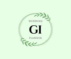 colección de logotipos de monograma de boda con letras iniciales gi, plantillas florales y minimalistas modernas dibujadas a mano para tarjetas de invitación, guardar la fecha, identidad elegante para restaurante, boutique, café en vector