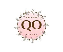 Initial QO feminine logo. Usable for Nature, Salon, Spa, Cosmetic and Beauty Logos. Flat Vector Logo Design Template Element.