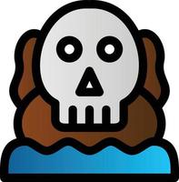 icono lleno de isla calavera vector